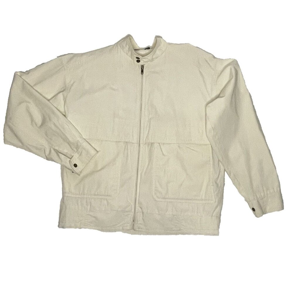Vtg Mighty-Mac Cotton Poly Blend Mens sz 38 Windbreaker Jacket Ivory Off White